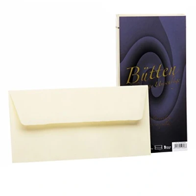 Abbildung von Rössler Papier 20261940 Briefhüllen DIN lang, 25 Stück, Bütten, gefüttert, ivory