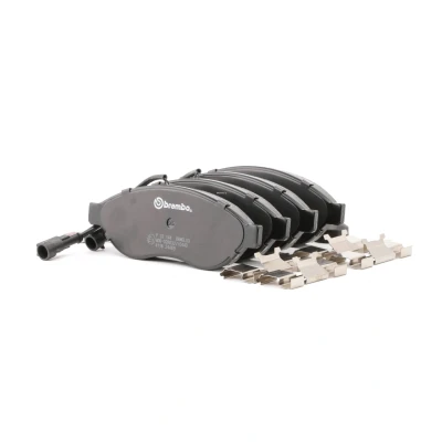 Abbildung von BREMBO P 23 144 Bremsbelagsatz inkl. Verschleißwarnkontakt mit Bremssattelschrauben Zubehör FIAT: Ducato III Van, Platform / Chassis