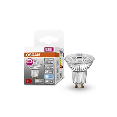 Abbildung von OSRAM Superstar Reflektorlampe für GU10 Sockel, klares Glas ,Warmweiß (2700K), 230 Lumen, Ersatz herkömmliche 35W Leuchtmittel, dimmbar, 6 er Pack
