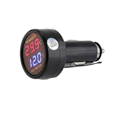 Abbildung von JZK Voltmeter Thermometer 2 in 1, digital anzeige auto batterie spannung temperatur gauge monitor tester meter voltmesser, DC 12V 24V
