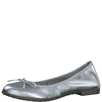 Abbildung von MARCO TOZZI Damen Ballerinas aus Leder mit Schleife, Silber (Silber), 38 EU