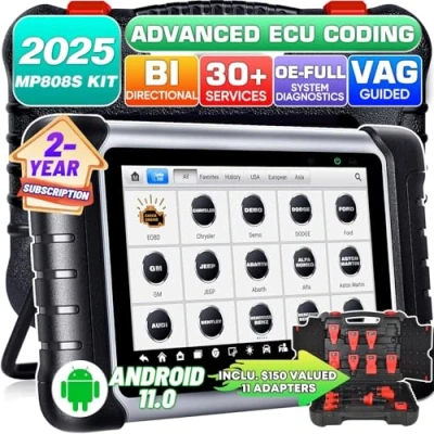 Abbildung von Autel MaxiPRO MP808S KIT: 2023 Erweiterte ECU Codierung Voll bidirektional, 150 11PCS Adaptern, ÜBERLEGEN von MP808K DS808K, Gleich wie MS906 Pro MK906 Pro, Android 11 4G+64G, Aktiver Test 30+ Dienst