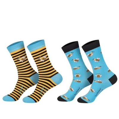 Abbildung von Damen Jungen Mädchen Socken (2 Paar) witzig bunt 36 41 Bienen