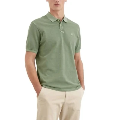 Abbildung von Marc O&#039;Polo Short Sleeve Slits AT HEM Poloshirt, Herren, Größe: Large, Luscious moss