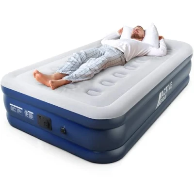 Abbildung von Active Era Premium Luftbett 1 Person, Luftmatratze selbstaufblasend mit eingebauter elektrischer Pumpe &amp; integriertem Kissen, Aufblasbare Matratze für Camping Gästebett 99 x 187 46cm