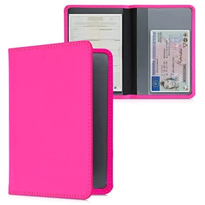Abbildung von kwmobile Fahrzeugschein Hülle mit Kartenfächern Neopren Etui Tasche für Auto Zulassungsbescheinigung Führerschein Neon Pink