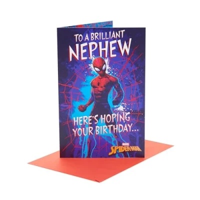 Abbildung von UK Greetings Marvel Spider Man Geburtstagskarte für Neffen auffälliges Design