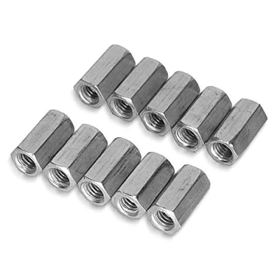 Abbildung von DOJA Industrial Sechskantmutter Lange Stangenmutter M10 PACK 5 Sechskantkupplungsmutter Innengewinde Verbindungsmutter Langmutter für Gewindestange Gewindemuffe aus verzinktem Stahl