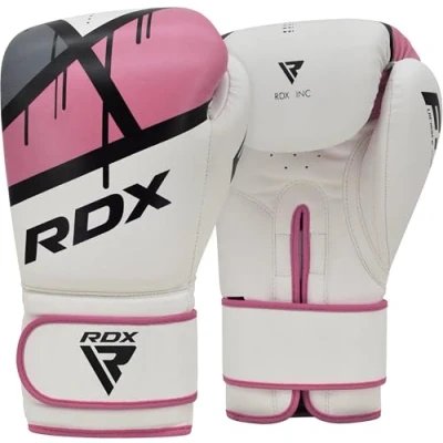 Abbildung von RDX Boxhandschuhe Damen Frauen, Muay Thai Kickboxen Sparring, Maya Hide Leder, Rosa Boxing Gloves Women, Boxsack Kampfsport MMA Training, Kickboxhandschuhe Sandsack Punchinghandschuhe, 8 10 12 Oz