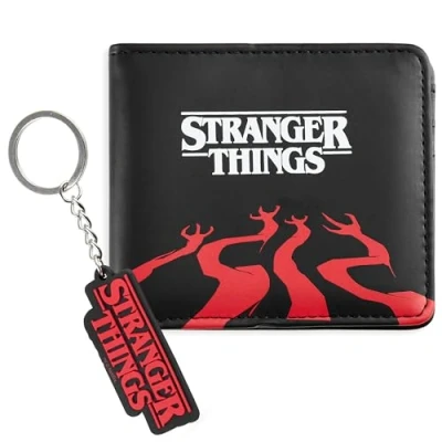 Abbildung von Stranger Things Geldbeutel Damen Mit Passendem Schlüsselanhänger Kartenschlitzen, ID Tasche, Bargeldfach