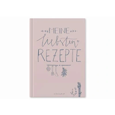 Abbildung von Großes XXL Rezeptbuch A4 zum Selberschreiben Meine liebsten Rezepte DIY Kochbuch, Backbuch schreiben, Design in Rosa Blau, 120 g FSC Papier, Premium Hardcover, 92 Seiten