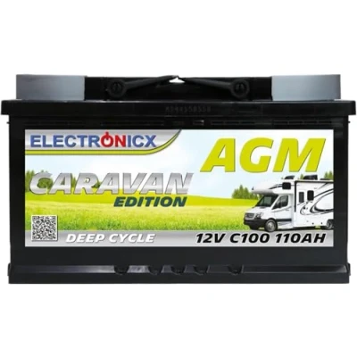 Abbildung von ELECTRONICX AGM Deep Cycle Batterie 12V 110Ah C100 Caravan Edition Wartungsfrei, Auslaufsicher, Vibrationsbeständig für Camping, Boot, Notstromversorgung und Off Grid Systeme