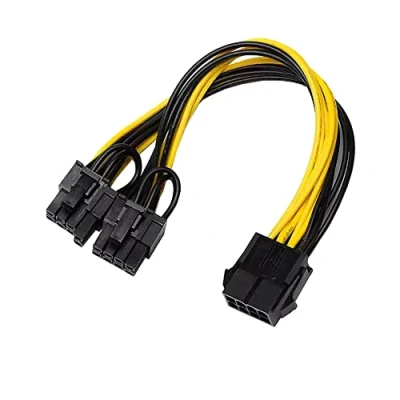 Abbildung von Bolwins Q55S 8 Pin PCIe auf 2x (6+2) Grafikkarten Stromkabel, PCI Express Adapter, 20cm Stromadapter für GPU, Y Splitter Verlängerungskabel