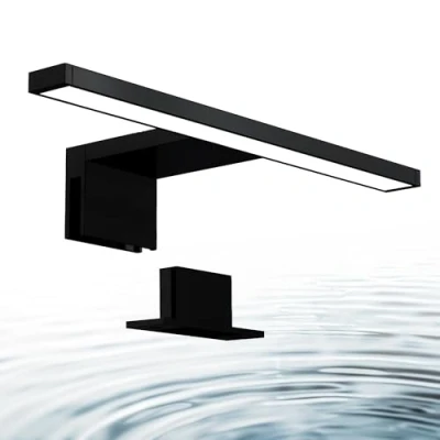 Abbildung von B.K.Licht Spiegelleuchte Bad mit 2 in 1 Montage, neutralweiße Lichtfarbe, klemmbar, Badezimmerlampe, Schrankbeleuchtung, Spiegellampe, Lampe Badezimmer, Spiegelbeleuchtung, 30x10,3x3,6 cm, Schwarz