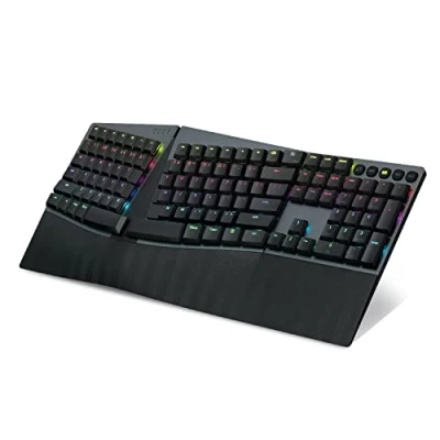 Abbildung von Perixx PERIBOARD 835BR Kabellose RGB beleuchtete ergonomische mechanische Tastatur, Flache taktile Brown Schalter, programmierbare Tasten, Windows/Mac OS X kompatibel, US QWERTY