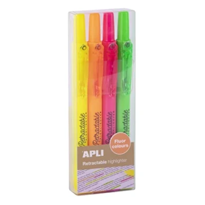 Abbildung von APLI 18932 4 tlg. Textmarker Set mit einziehbaren Keilspitzen in Leuchtfarben