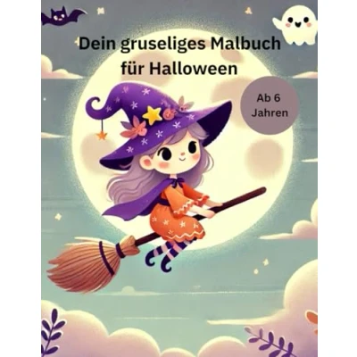 Abbildung von Dein Halloween Malbuch für Kinder ab 6 Jahren; freundlich gruselige Ausmalbilder von Kürbissen, Geistern und Hexen tollem Rätselspaß: Ein ... vielem Mehr + Rätselspaß