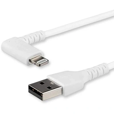 Abbildung von StarTech.com 1m abgewinkeltes Lightning auf USB Kabel Apple MFi zertifiziert weiß