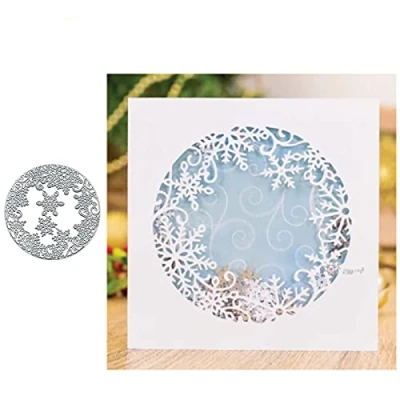 Abbildung von Schneeflocke Kreis Prägung Metall Stanzformen, Frohe Weihnachten Prägeschablonen DIY Handwerk Karten für Prägen Kartenherstellung Foto Dekorative Papier Stanzformen Scrapbooking