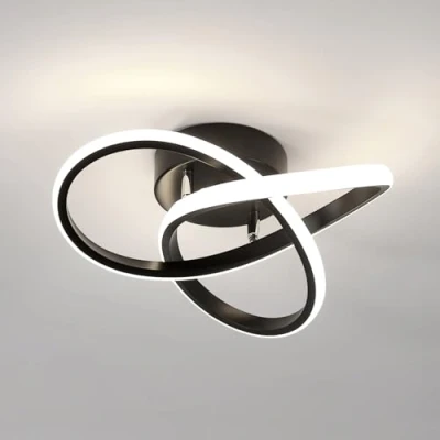 Abbildung von Comely LED Deckenleuchte, 30W 3375LM Moderne Deckenlampe, Aluminium Lampe für Wohnzimmer Schlafzimmer Flur Küche Balkon, Schwarz, Natürliches Licht 4500K, Dia 30cm