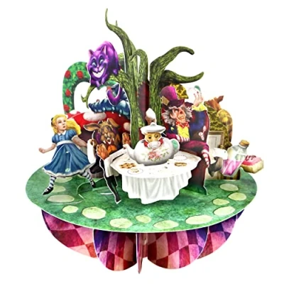 Abbildung von Santoro Pirouette, 3D Pop Up Grußkarte Alice im Wunderland für sie, Kinder, Geburtstage (schwarz, weiß)