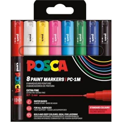 Abbildung von POSCA 186758 Marker Set, 8 Acrylstifte PC 1MC, Permanent 0,7 1 mm Rundspitze