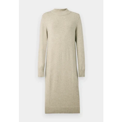Abbildung von Vila Damen Viril Crew Neck L/S Midi Dress Noos Kleid, Natural Melange, L EU