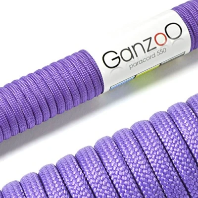 Abbildung von Ganzoo Paracord 550 Seil Flieder 4mm Schnur Typ 3, Nylon &amp; Polyester, ideal für Basteln von Hundeleine Halsband Armband/Camping Survival und Outdoor 30 Meter Allzweckseil 7 Innenstränge