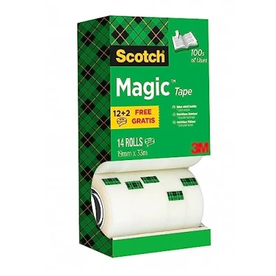 Abbildung von Scotch Magic Tape Vorteilspack 14 Rollen, 19 mm x 33 m Unsichtbares Klebeband für allgemeine Zwecke zur Reparatur, Etikettierung und Versiegelung von Dokumenten