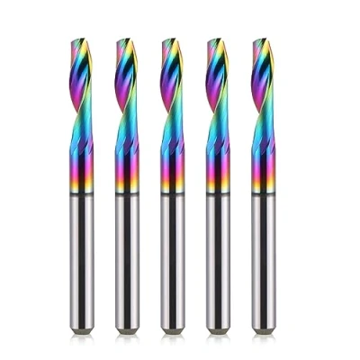 Abbildung von EU_HOZLY CNC Fräser mit 1 Nut, 4mm Schaft, Schnittdurchmesser, 12mm Schnittlänge, Vollhartmetall Schaftfräser, DLC Beschichtungsfräser für Aluminium, 5er Pack