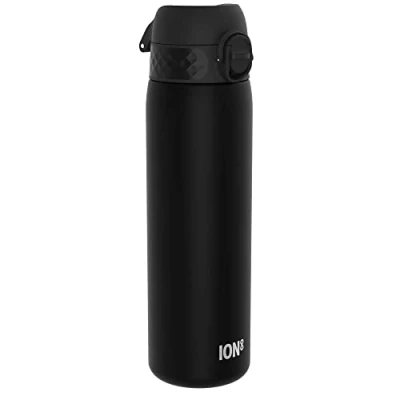 Abbildung von Ion8 Trinkflasche, 500 ml, Auslaufsicher, Einhandöffnung, Sichere Verriegelung, Spülmaschinenfest, BPA frei, Tragegriff, Klappdeckel, Leicht zu Reinigen, Klimaneutral, Schwarz