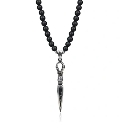 Abbildung von COAI Geschenkideen Herren Biker Halskette aus Mattem Onyx mit Vajra Anhänger Amulett Kette