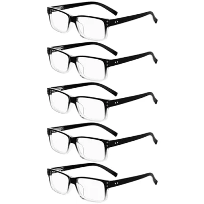 Abbildung von Eyekepper 5er pack Federscharniere Vintage Herren Lesebrille in Schwarz Klar Fassung