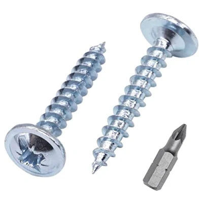 Abbildung von SKIR&#039;CO (150 Stück) Verzinkter Stahl 4,0 x 25 mm Silber Holzschrauben, Metallschrauben, Oblatenkopf, Pozidriv, selbstschneidend