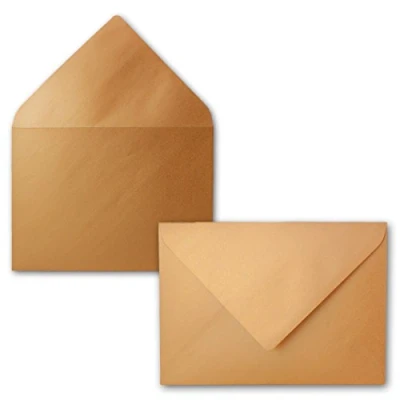 Abbildung von Metallic Briefumschläge in Kupfer 50 Stück metallisch glänzende DIN C5 Kuverts 22,9 x 16,2 cm Nassklebung ohne Fenster Weihnachten, Grußkarten Serie FarbenFroh