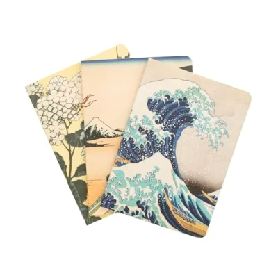 Abbildung von Grupo Erik Hokusai The Great Wave of Kanagawa 3er Pack Notizbücher A6 Notizbuch klein 1 Liniert Dotted Blanko Notizblock
