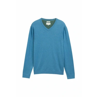 Abbildung von TOM TAILOR V Ausschnitt Pullover, mit kleiner Logo Stickerei
