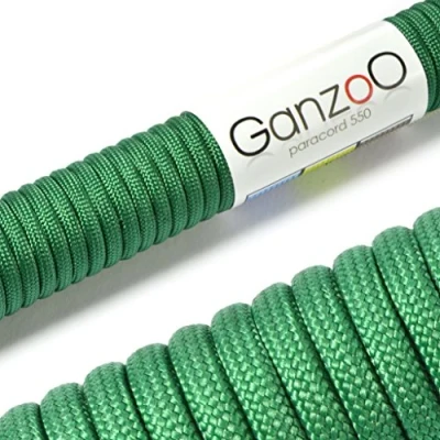 Abbildung von Ganzoo Paracord 550 Seil Gras Grün 4mm Schnur Typ 3, Nylon &amp; Polyester, ideal für Basteln von Hundeleine Halsband Armband/Camping Survival und Outdoor 30 Meter Allzweckseil 7 Innenstränge