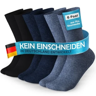 Abbildung von MEDOLY Socken ohne Gummibund (6 Paar) mit 75% Baumwolle, Gesundheitssocken für Damen &amp; Herren störende Naht, Bund