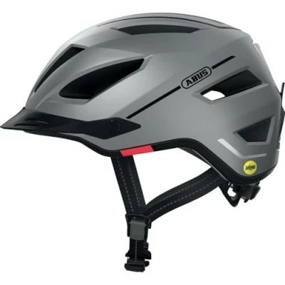 Abbildung von ABUS Stadthelm Pedelec 2.0 MIPS Fahrradhelm mit Rücklicht, Schirm, Regenhaube, Ohrenschutz, Aufprallschutz für Damen und Herren Silber Matt, Größe L