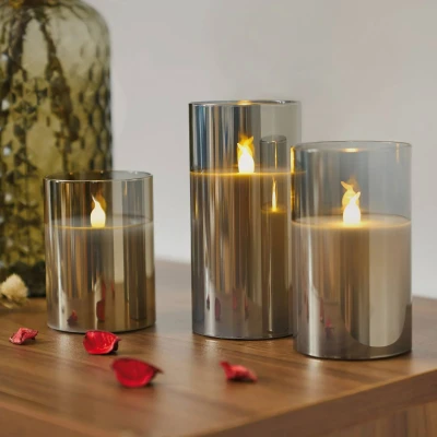 Abbildung von Pauleen LED Dekolicht »LED Kerze Classy Smokey Candle, 3er Set«, Wachskerze