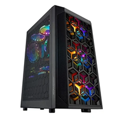 Abbildung von Mars Gaming MCMESH Schwarz, PC Gehäuse, Micro ATX, Total Mesh Design, 3xLüfter FRGB