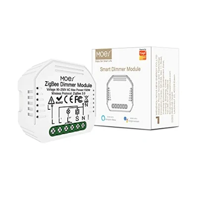 Abbildung von MOES ZigBee Mini Smart Alexa Dimmer Lichtschalter Relais Modul, Funk Schalter LED Kompatibel mit Life Tuya Amazon Google Home【Funktioniert nur Hub】