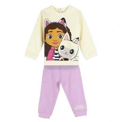 Abbildung von Gabby&#039;s Dollhouse Trainingsanzug für Kinder 2 teiliges Set Rosa und Beige 24 Monate Aus Baumwolle Polyester Jogginganzug Inklusive Langarm T Shirt Original Produkt in Spanien Designed