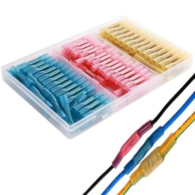 Abbildung von CESFONJER Wasserdichte Kabelverbinder Stoßverbinder Schrumpfverbinder Kabelschuhe Quetschverbinder Set (Rot 60 Stück, Blau 40 Gelb 30 Stück)