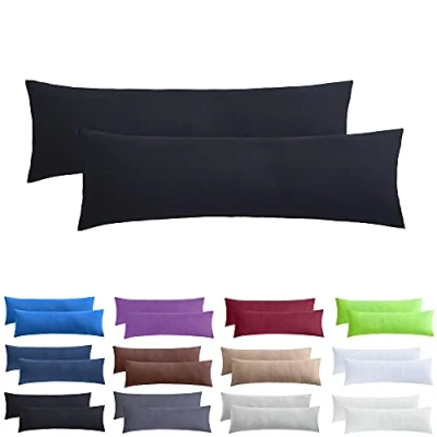 Abbildung von NatureMark 2er Pack Jersey Kissenbezug Kissenhülle Kissenbezüge Seitenschläferkissen Nackenkissen viele Größen und Farben ÖKO TEX (40 x 145 cm (Seitenschläfer/Stillkissenbezug), Schwarz)