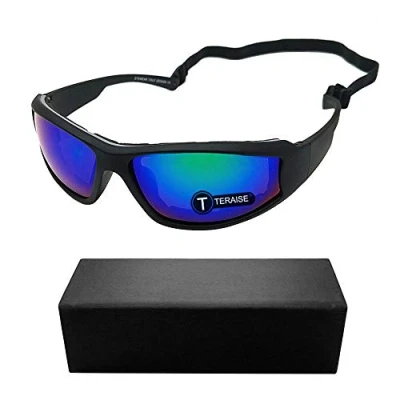 Abbildung von TERAISE Motorrad Reitbrille Sicherheits Ski Schutzbrillen justierbare UV400 schützende windundurchlässige staubdichte Anti Nebel Sonnenbrille für verschiedene Sportarten im Freien(Green)