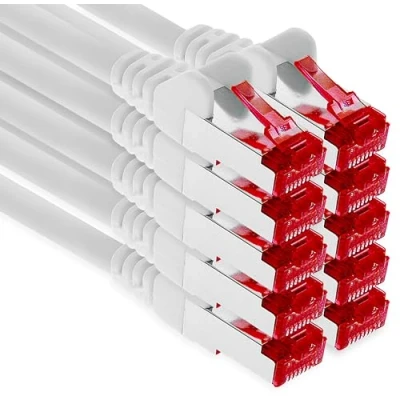 Abbildung von 1aTTack.de 10x 1m CAT6 Patchkabel S/FTP PIMF Schirmung CAT.6 RJ45 Netzwerkkabel Ethernetkabel DSL LAN Router Switch Modem Patchfeld weiß 10 Stück