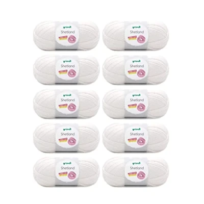 Abbildung von Gründl Shetland Wolle (modisches und weiches Strickgarn aus 80% Polyacryl 20% Wolle, 100 g / 170 m, Nadelstärke: 7 8, 10 x g), Weiß, 55 40 cm
