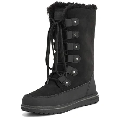 Abbildung von Polar Boot Damen Hoch Dauerhaft Kunstpelz Winter Regen Schnee Wasserdicht Draussen Kalb Stiefel 5 BLK38 AYC0530